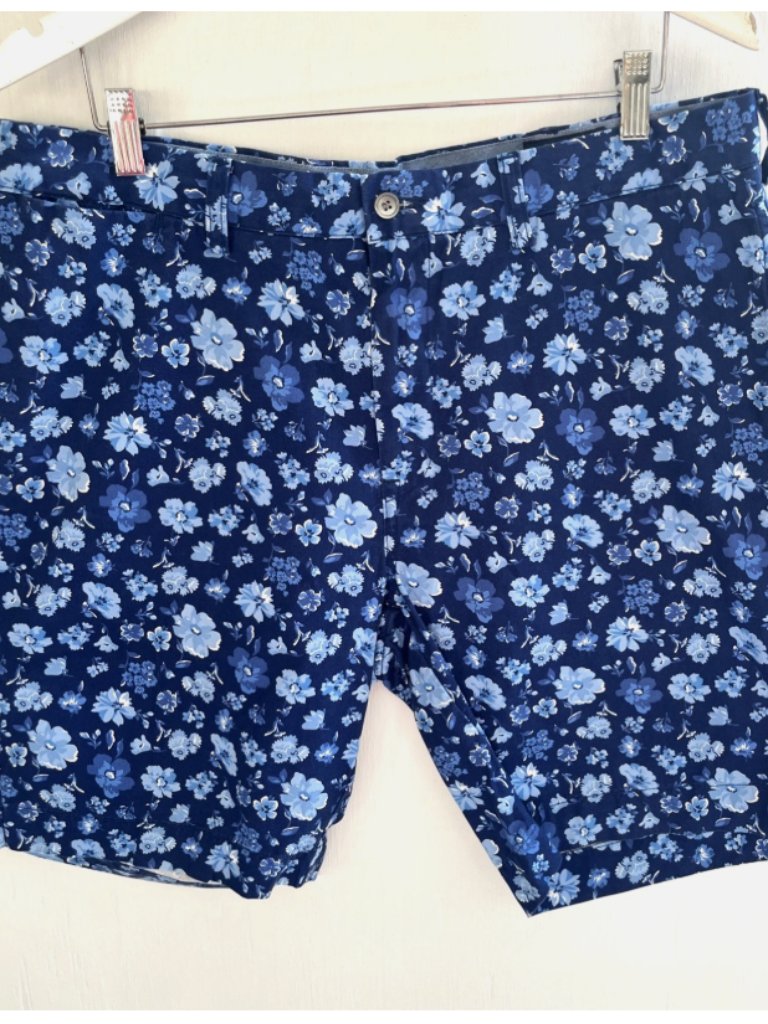 Polo Ralph Lauren Navy Blue Floral Chino Shorts Pockets 100% Cotton Size 36